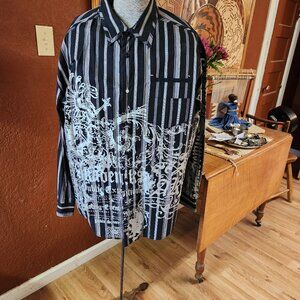 AKADemiks Black with silver screen printed SZ 2XL Graffiti Hip Hop
